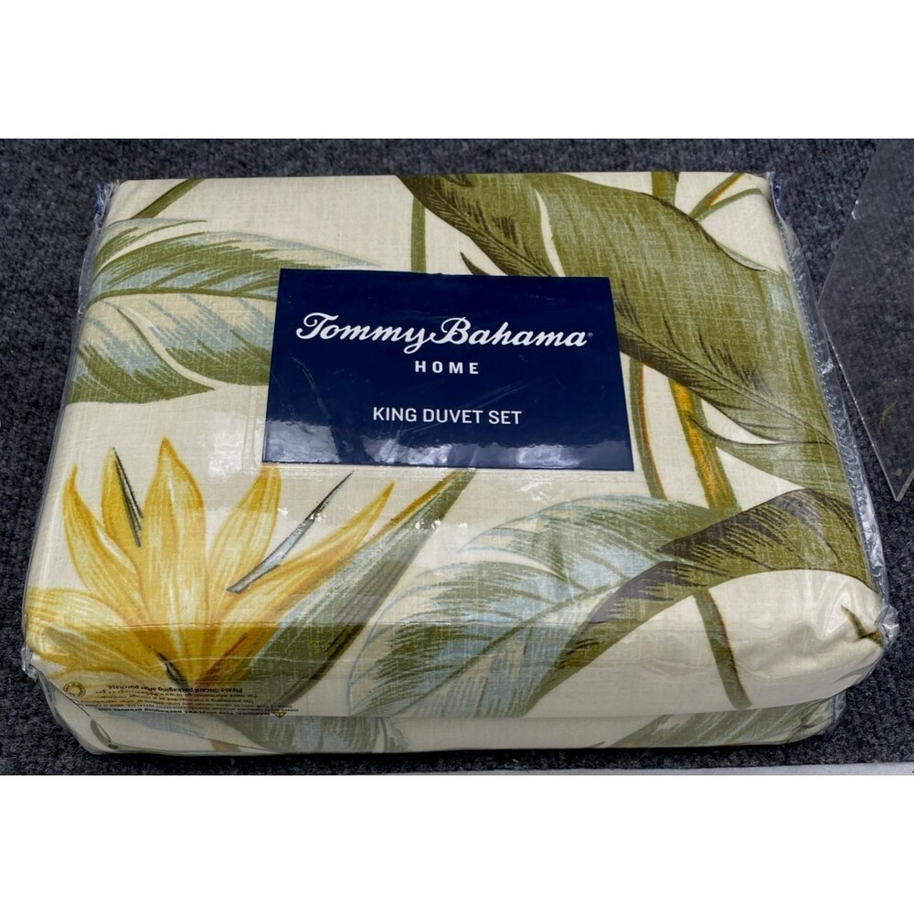 Tommy Bahama Birds of Paradise King Duvet Set 3pc Ivory Tropical Floral NIP NEW - Picture 2 of 10